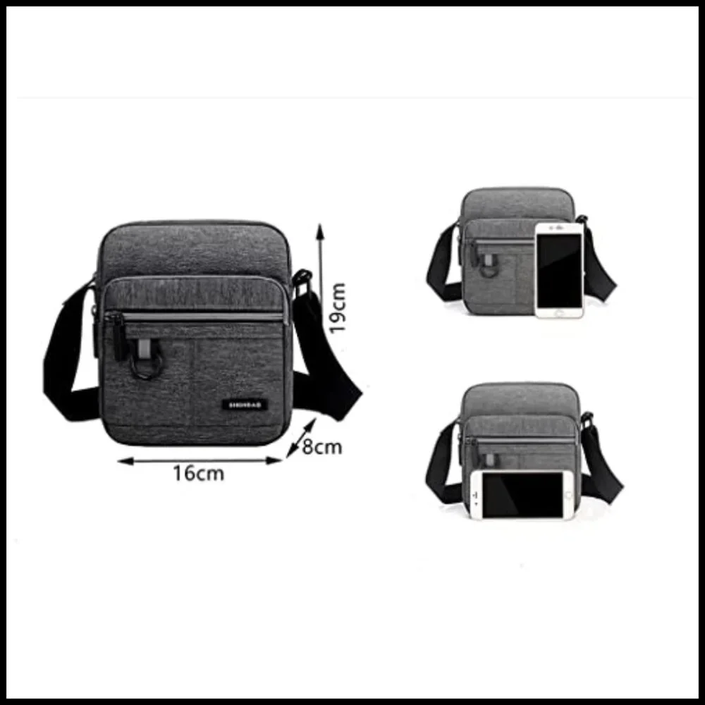 Canvas Crossbody Bag Mini Messenger Adjustable Strap Travel Essential Unisex